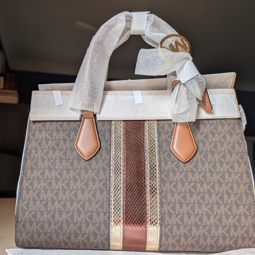 Michael Kors Brown and Gold Satchel